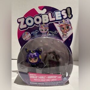 ZOOBLES Figure Animals Secret Partiez Z-Girlz & Happitat Toy